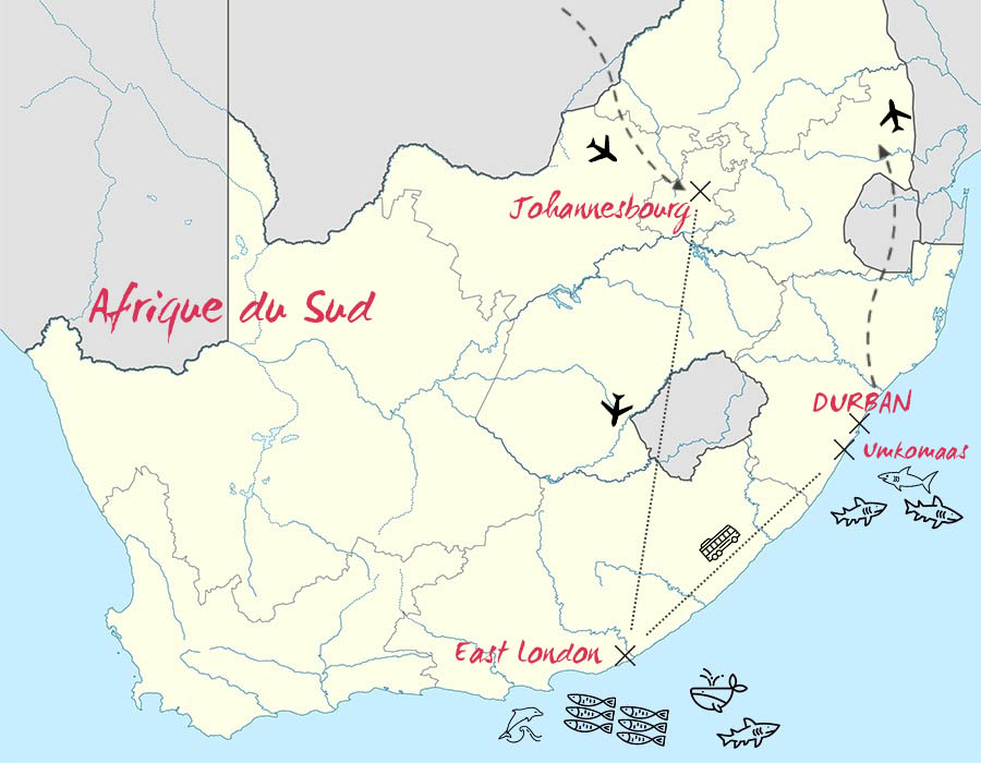 Itinéraire expédition Subocea en Afrique du Sud